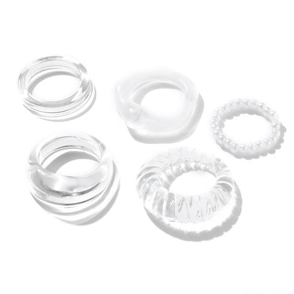 Ring set 5 pieces resin transparent