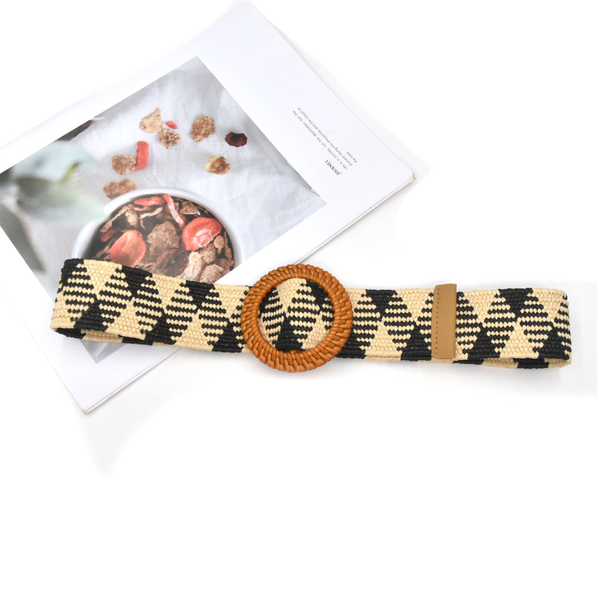 Cotton and linen elastic woven elastic belt