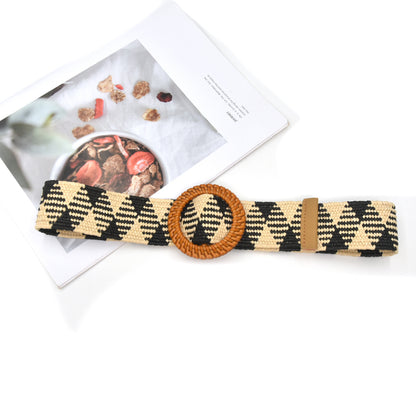 Cotton and linen elastic woven elastic belt