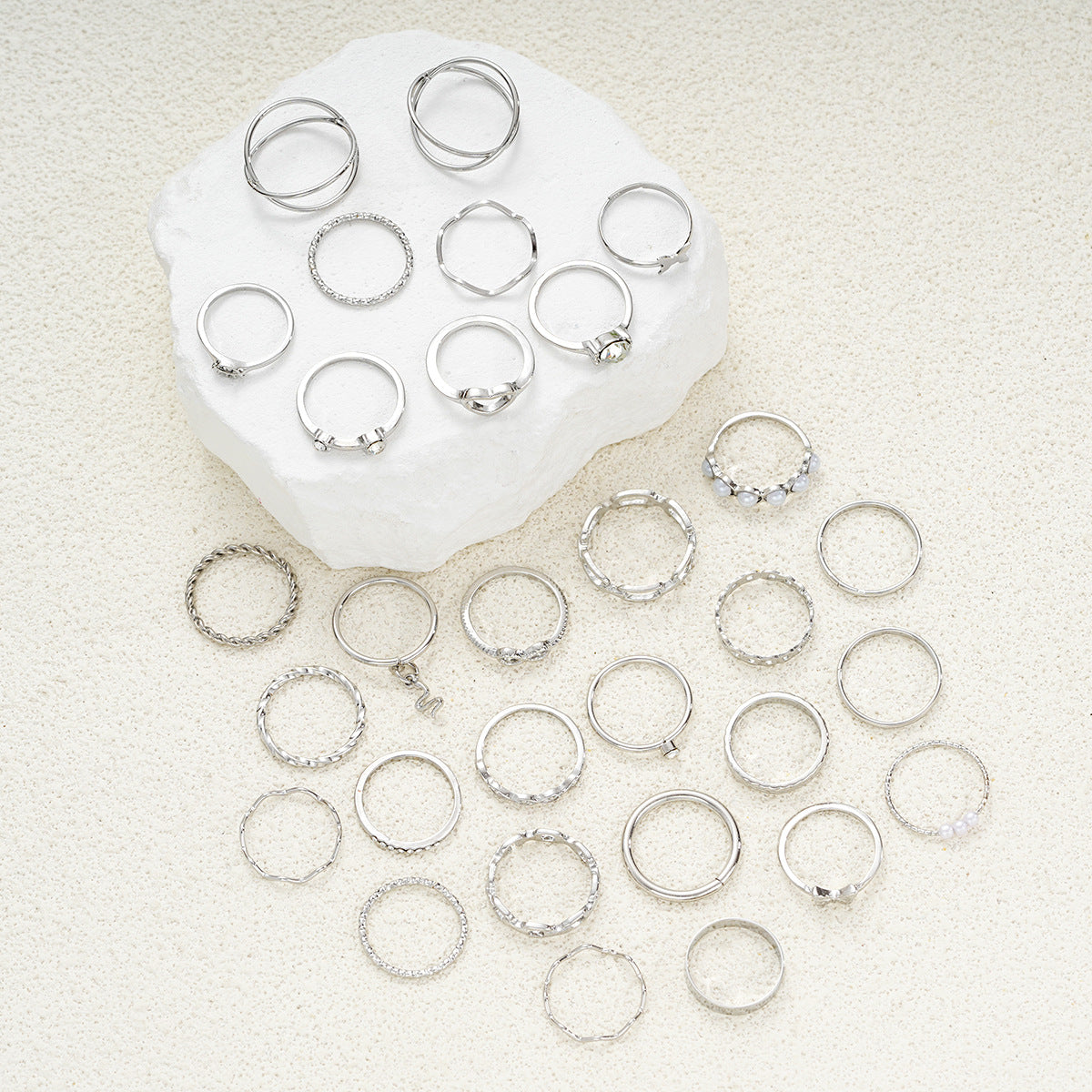 Snake Butterfly Pearl Ring 30-Piece Set