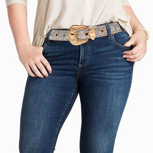 Rhinestone belt female ins design sense