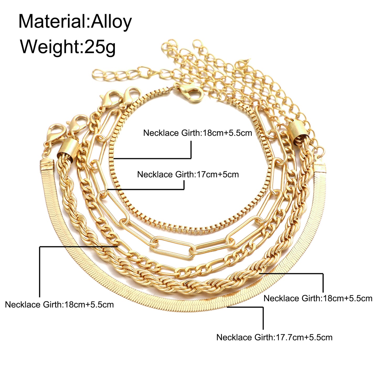 Multi-layer Snake Bone Chain Bracelet Set (5 pcs)
