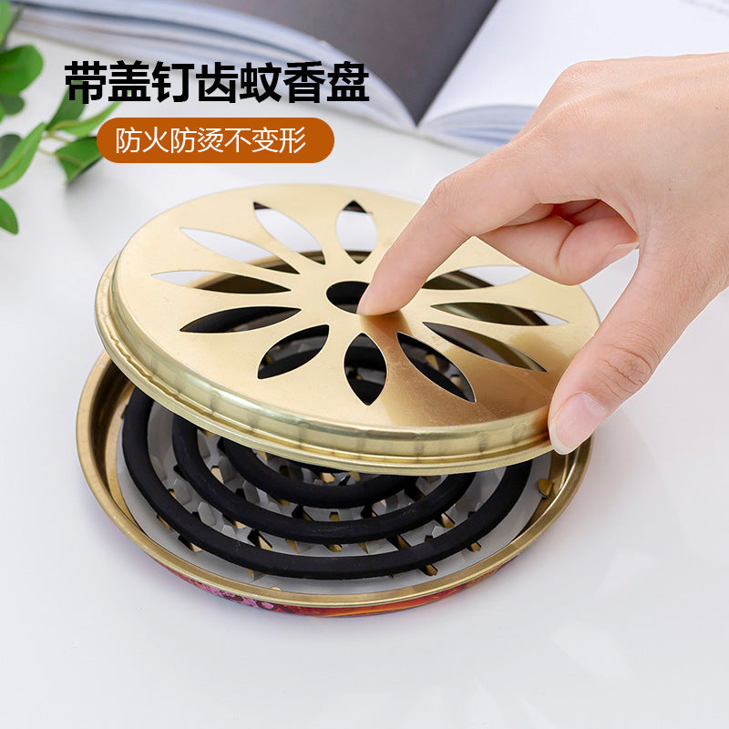 Fireproof Mosquito Coil Holder with Cover, Windproof Mosquito Coil Tray