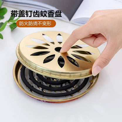 Fireproof Mosquito Coil Holder with Cover, Windproof Mosquito Coil Tray