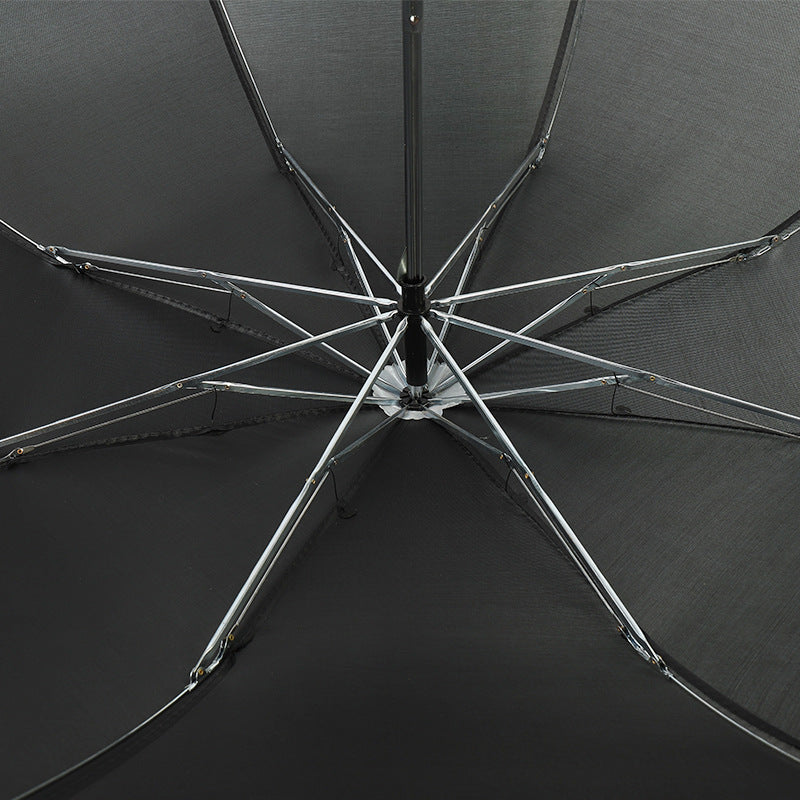 Paraguas doble resistente al viento de primera calidad con mango recto 