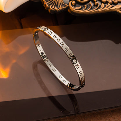 Pulseira de aço de titânio com algarismos romanos moda atacado pulseira de casal 