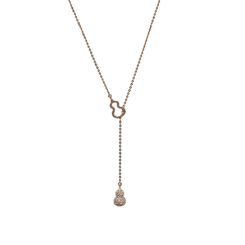 Women's Micro-Inlaid Gourd Pendant Sweater Chain Necklace