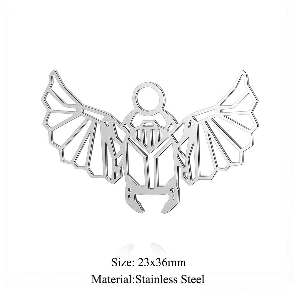 5 pcs/titanium steel paper-cut style animal pendant.