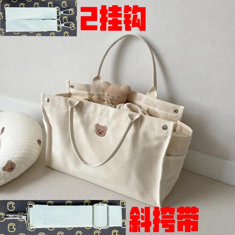 Casual simple bear embroidery mother bag