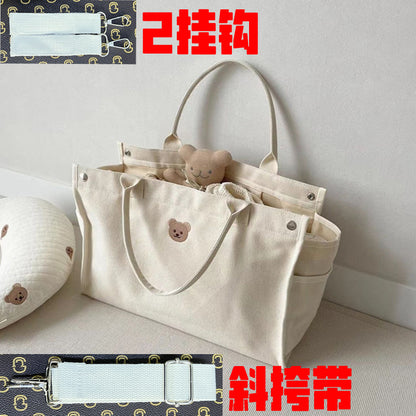 Casual simple bear embroidery mother bag