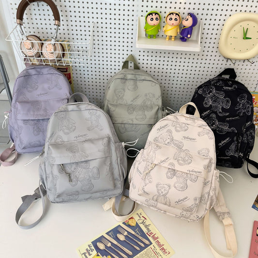 Mochila de viaje para niños con estampado de oso Mochila para estudiantes 