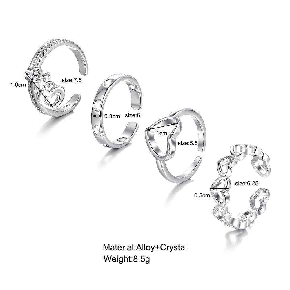 Hollow Heart Ring Set