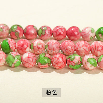 Perlas sueltas de piedra de color lluvia de color sintético, cuentas de jade 