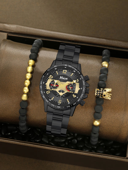 Men's Watch Punk Woven Bracelet Set