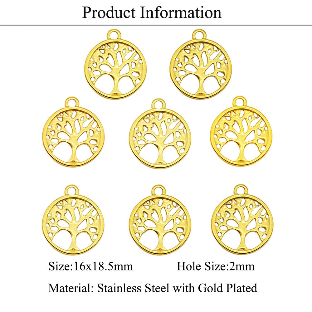 3 pcs/titanium-clad steel Tree of Life pendant Virgin Mary Cross