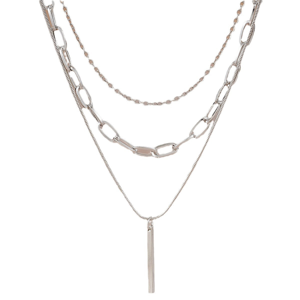 Metal Vertical Strip Multi-Layer Necklace