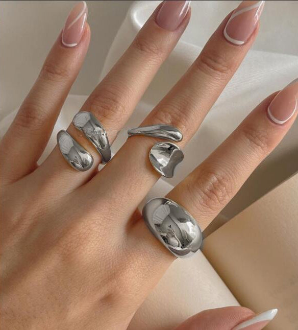 Gold Irregular Open Ring Set