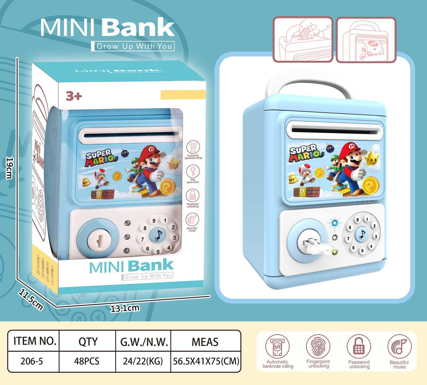 Fingerprint Money Bank, Password Safe for Boys and Girls