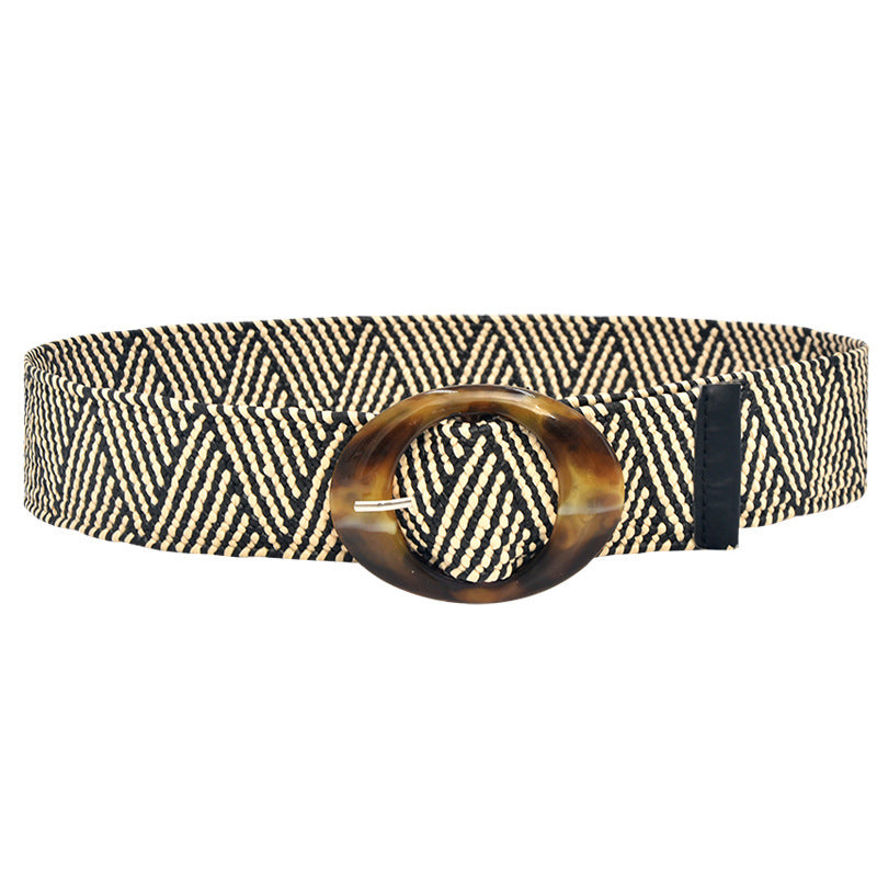Ethnic style woven elastic belt