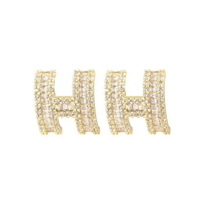 Brincos com letra H, moda elegante, joias de orelha de luxo minimalistas para mulheres 
