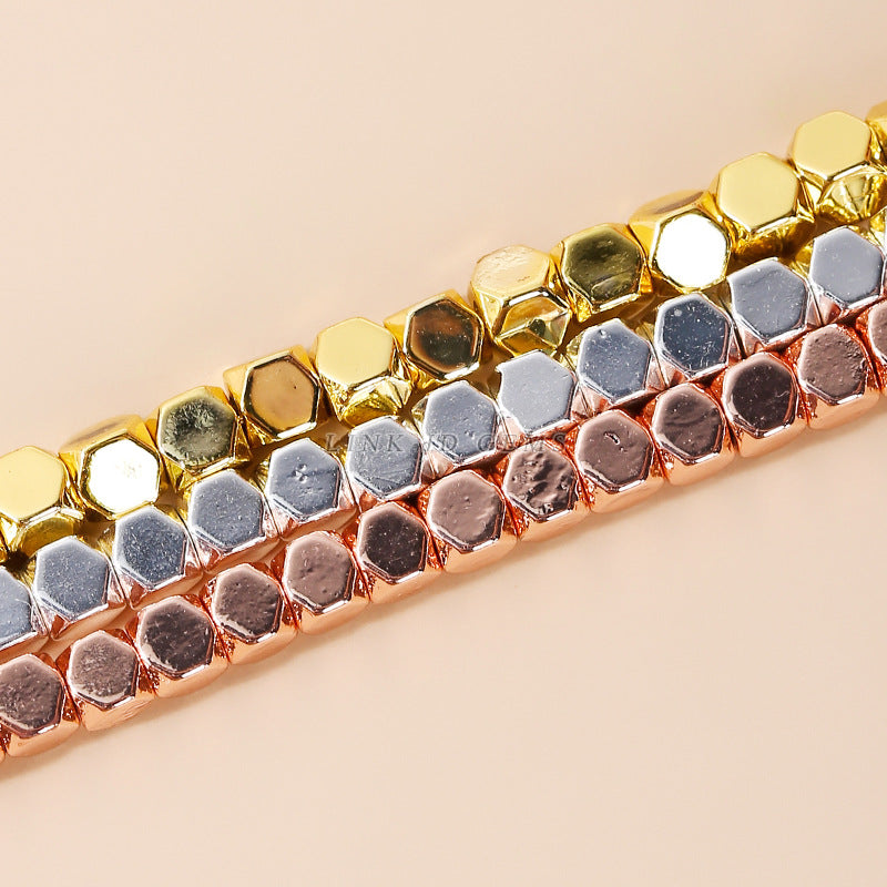 2-4Mm electroplated black gallstone corner cutting square loose beads