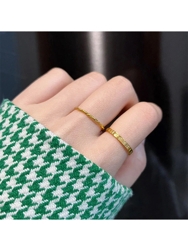 Women's 18K Gold-Plated Titanium Heart Couple Ring