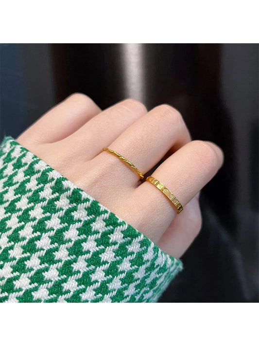 Women's 18K Gold-Plated Titanium Heart Couple Ring