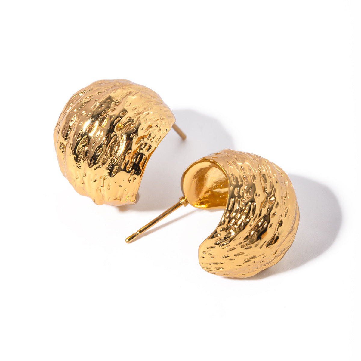Textured C-Shaped Earrings