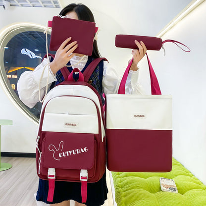 4-piece Korean style backpack for students