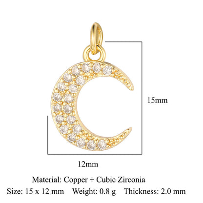 Colgante de cobre y circonita con forma de estrella y sol 