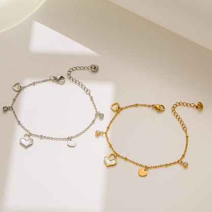 Pulseira de coração de aço de titânio para mulheres - design minimalista coreano/japonês 2023 