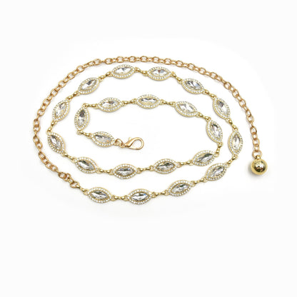 Rhinestone inlaid metal chain