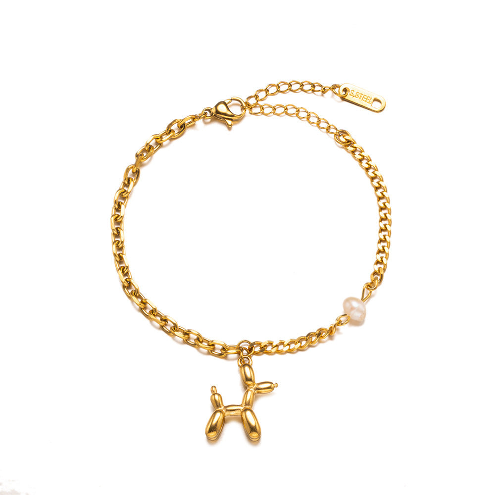 Titanium Steel Balloon Dog Charm Bracelet