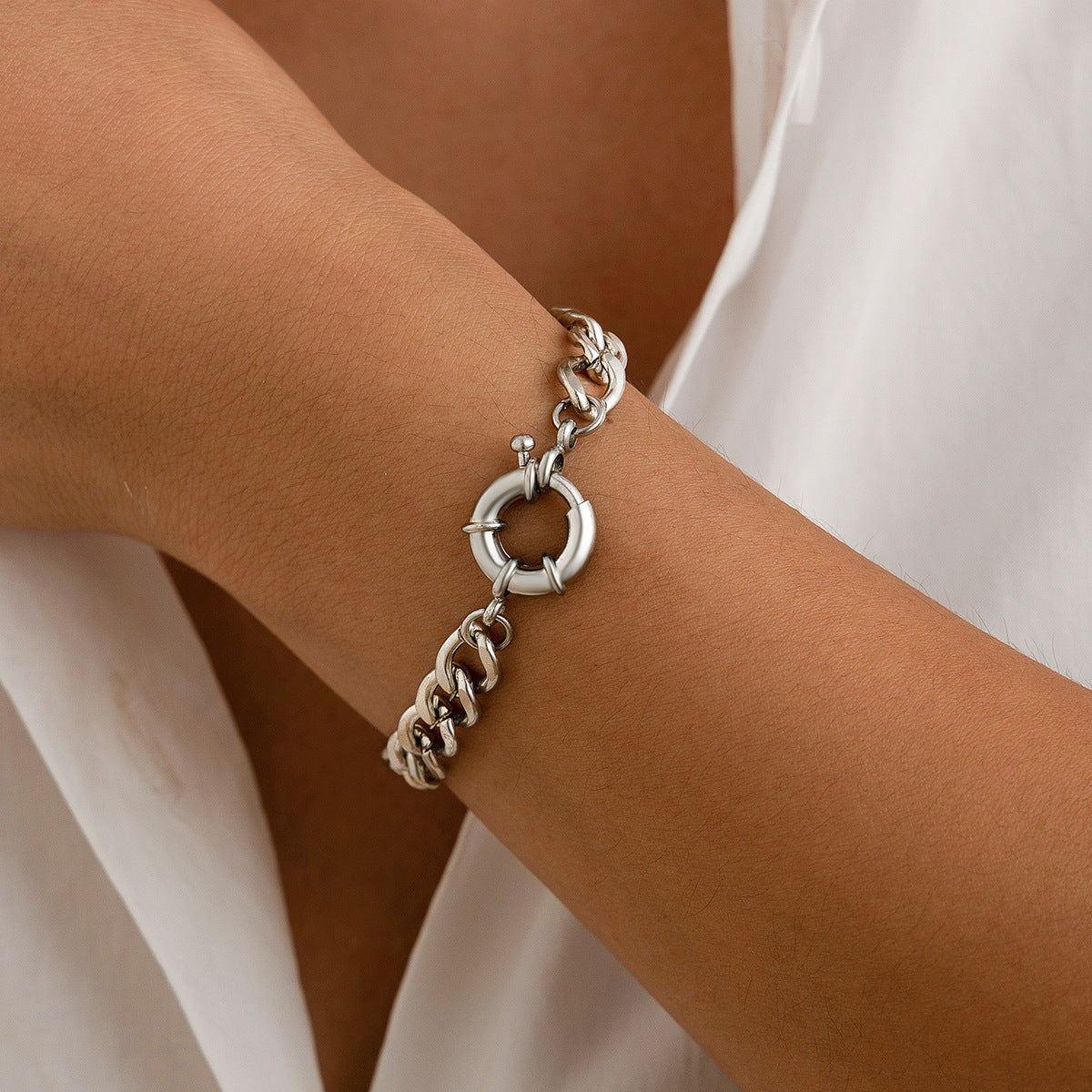 Geometric Metal Copper Ring Bracelet