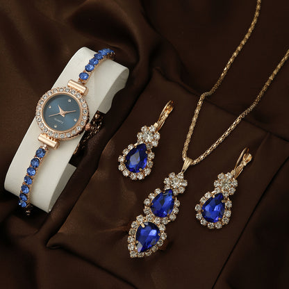 Bracelet Watch Peacock Water Drop Women's Jewelry Set