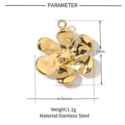 Square oil drop flower titanium steel necklace pendant