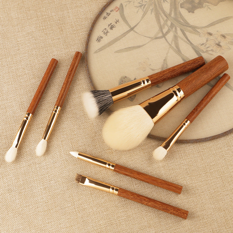 Golden Star Sandalwood 7-Piece Animal Hair Brush Set