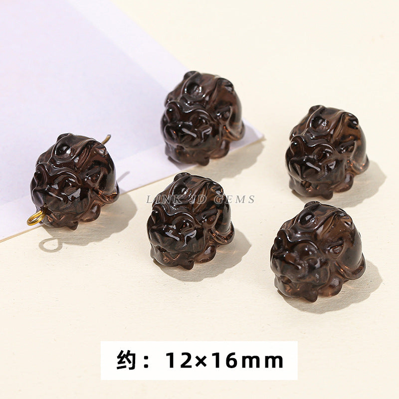 Obsidian carving ice obsidian nine-tailed fox loose beads