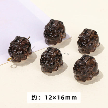 Obsidian carving ice obsidian nine-tailed fox loose beads