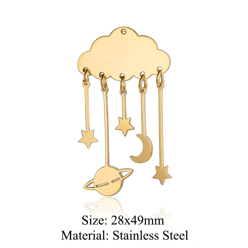 5 pcs/pack flower fringed titanium steel pendant