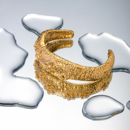 Hammered Flower Cuff Bracelet