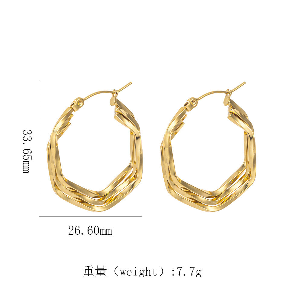 18K Gold Titanium Steel Twisted Spiral Earrings