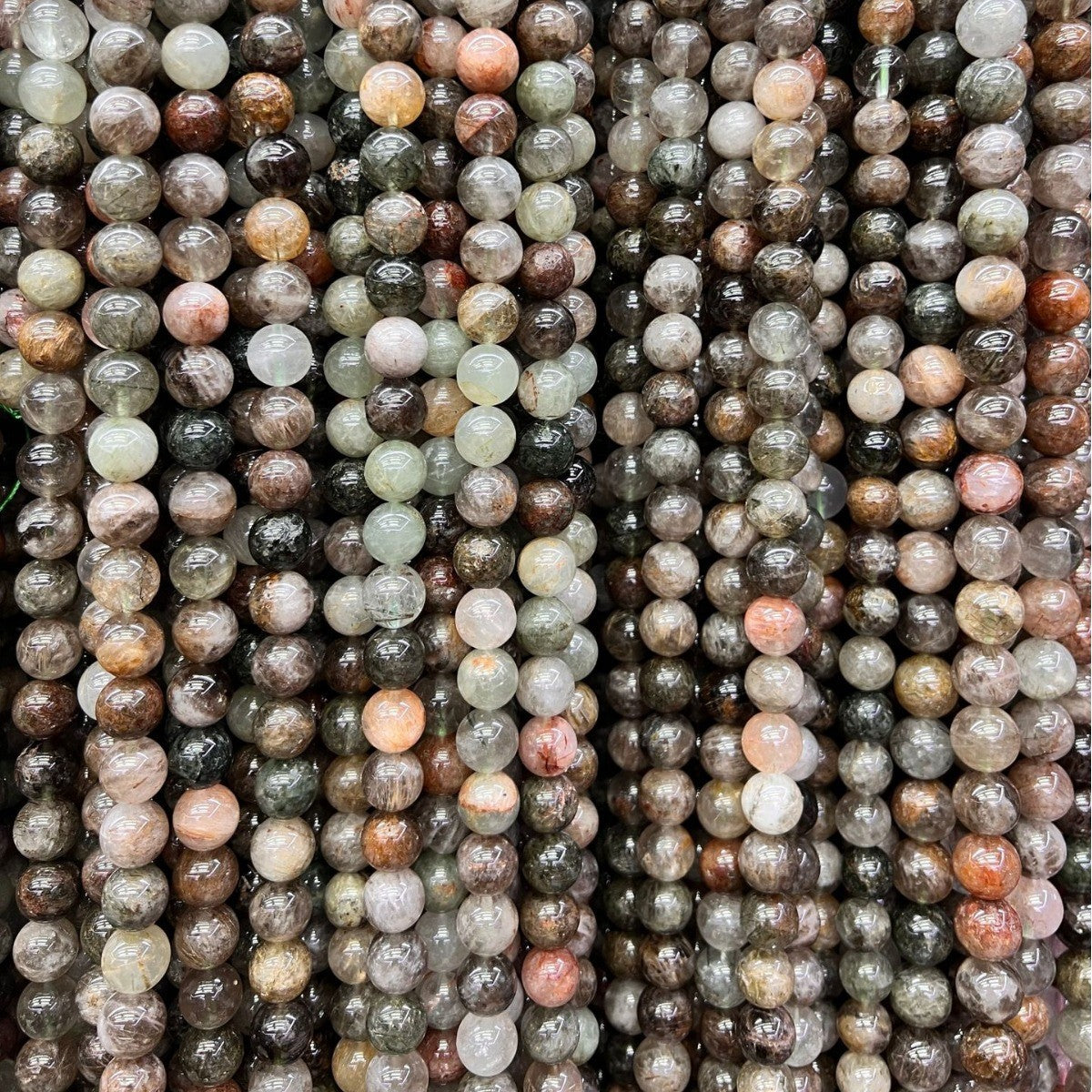 6-10mm natural red and green hair crystal beads loose beads