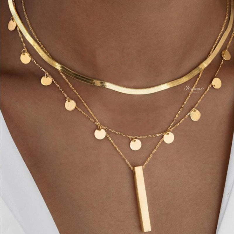Small disc personality tassel long pendant necklace
