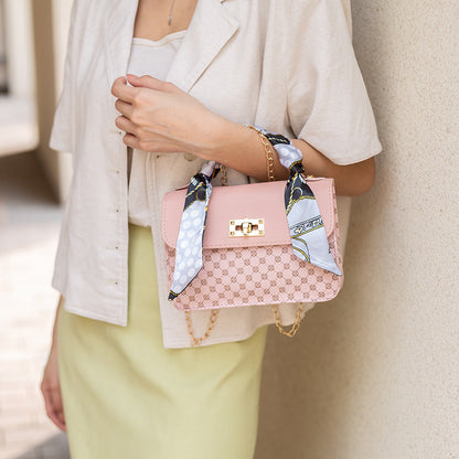 Printed small square bag chain messenger bag