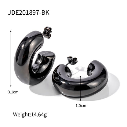 Stainless steel hollow C-shaped earrings for women