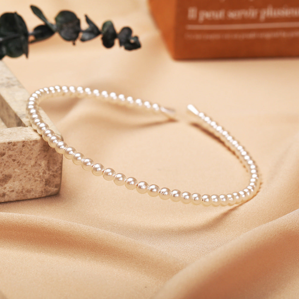 Diadema retro de perlas para mujer 