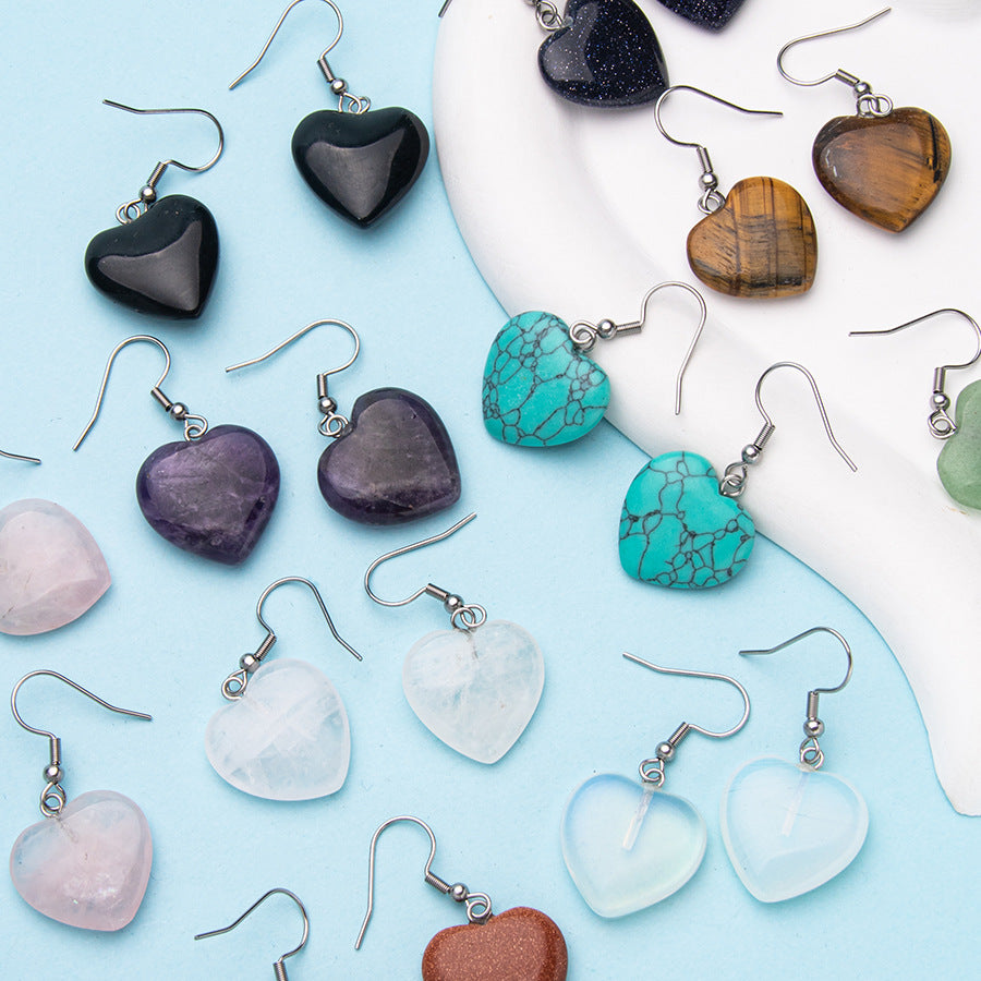 Brincos de aço inoxidável em forma de coração cristal 20MM 