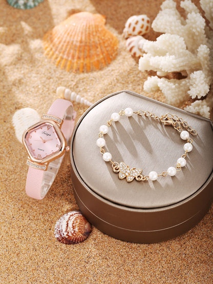 Watch Pearl Bracelet Tulip Star Moon Jewelry Set