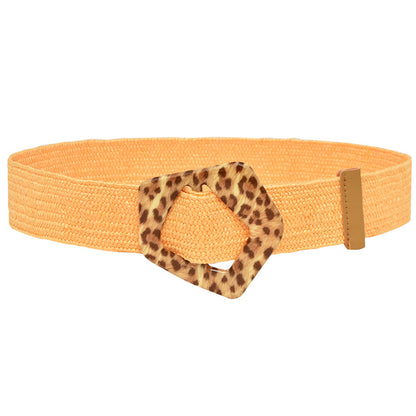 Round Braided Resin Buckle Ladies Belt